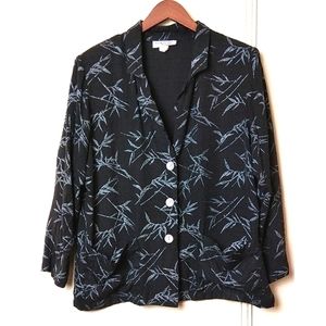 Vintage Blazer Lightweight Black Palm Print by Kensington Square Resort Style 18